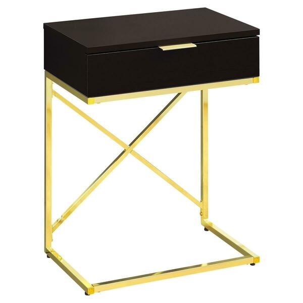 Daphnes Dinnette 24 in. Cappuccino & Gold Metal Accent Table DA3071186